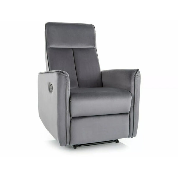 Fotoliu recliner NIKOS, stofa catifelata gri - Bluvel 14, 72x86/159x105 cm