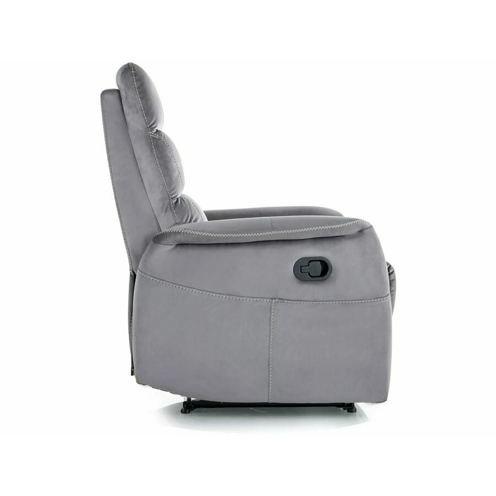 Fotoliu recliner SOLON M, stofa catifelata gri - Bluvel 14, 74x86/162x106 cm