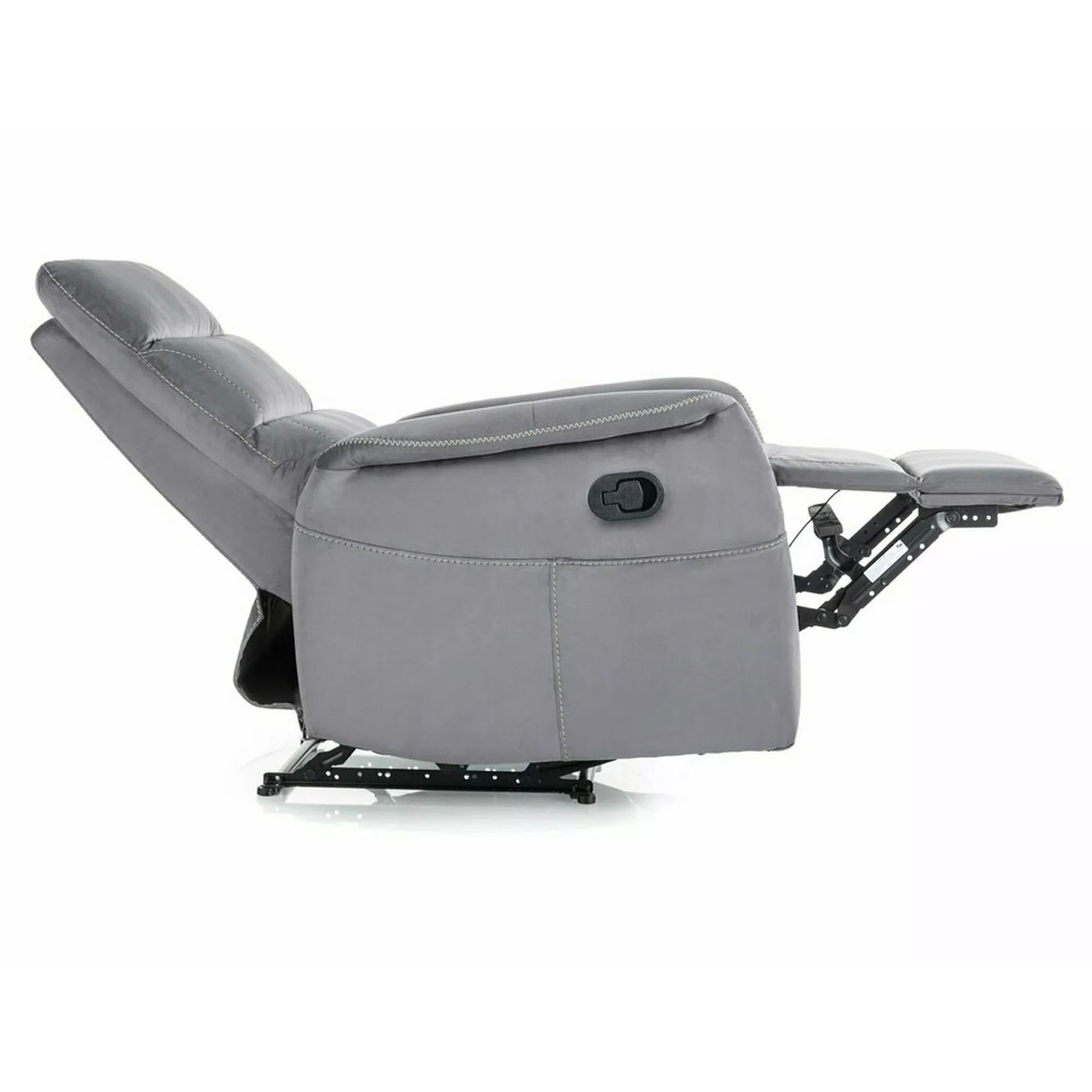 Fotoliu recliner SOLON M, stofa catifelata gri - Bluvel 14, 74x86/162x106 cm