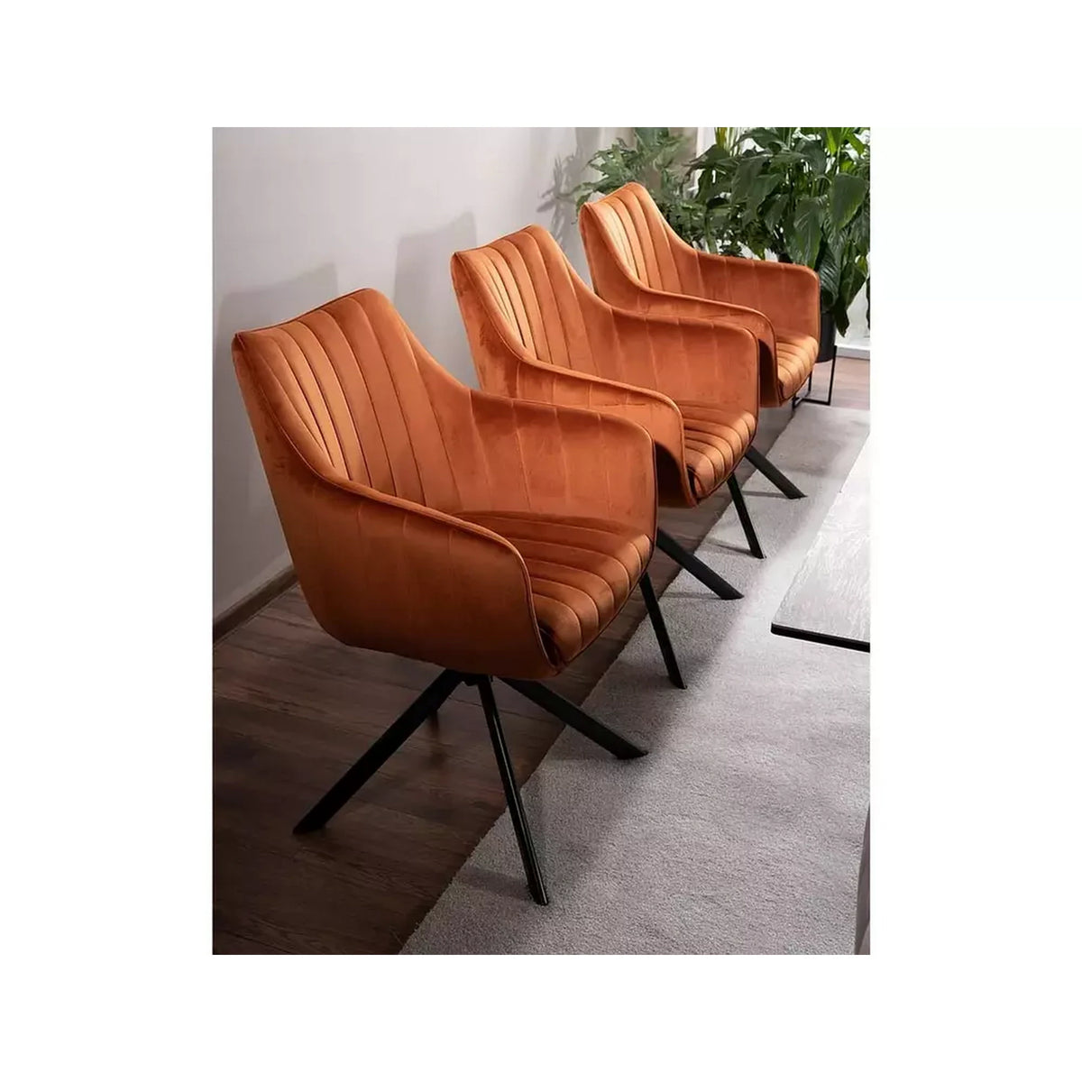 Scaun living rotativ AZALIA, caramiziu/negru, stofa catifelata/metal, 61x44x86 cm