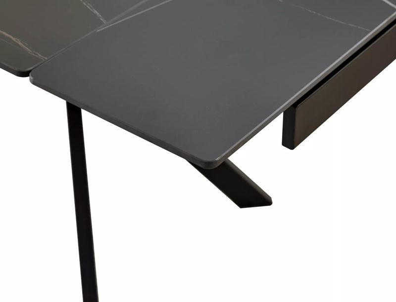 Masa extensibila IMPERIA, negru mat cu efect de marmura, ceramica/metal, 160/220x90x76 cm