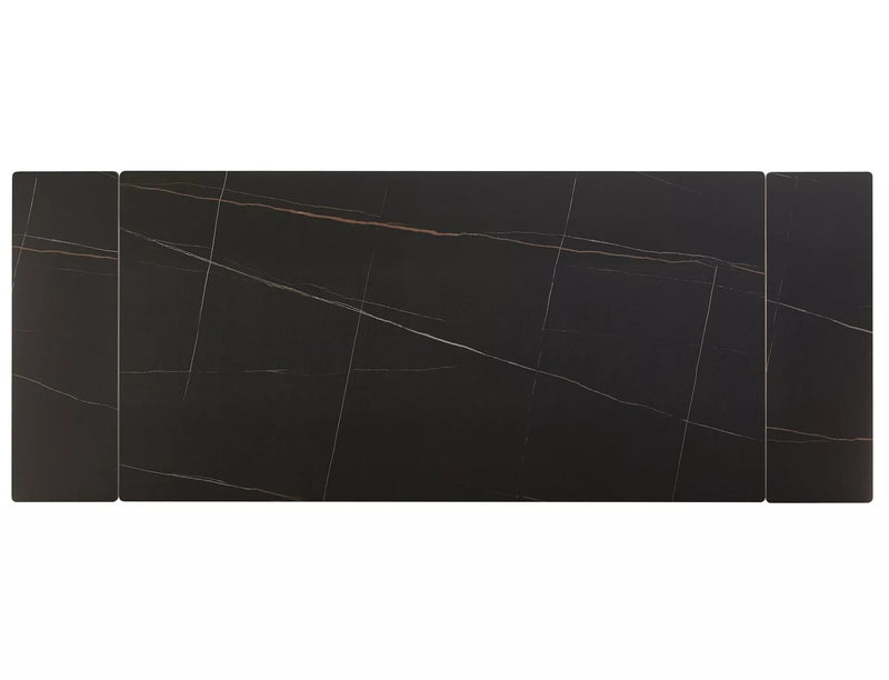 Masa extensibila IMPERIA, negru mat cu efect de marmura, ceramica/metal, 160/220x90x76 cm