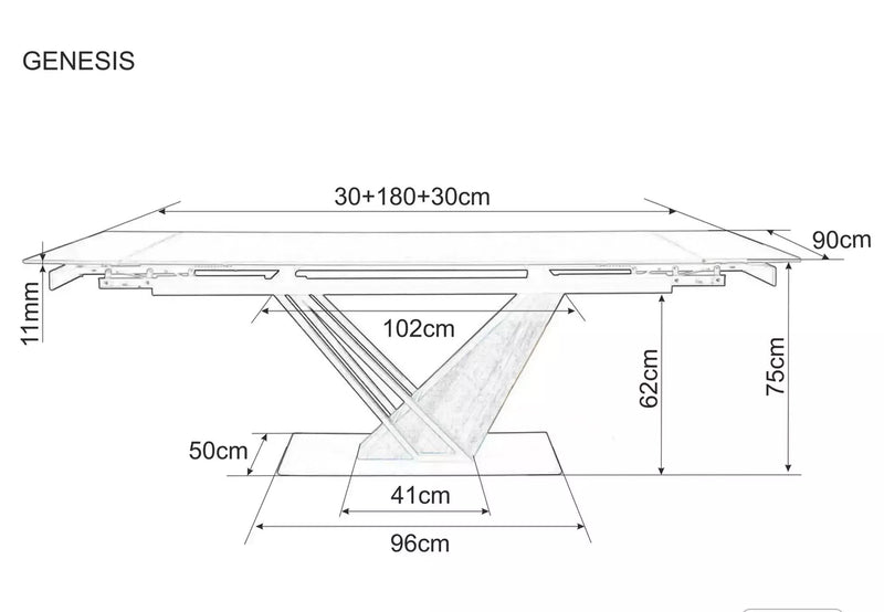 Masa extensibila GENESIS, stejar/negru, 180/240x90x76 cm