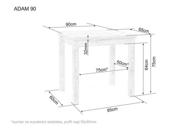 Masa ADAM, stejar/casmir, 90x65x75 cm
