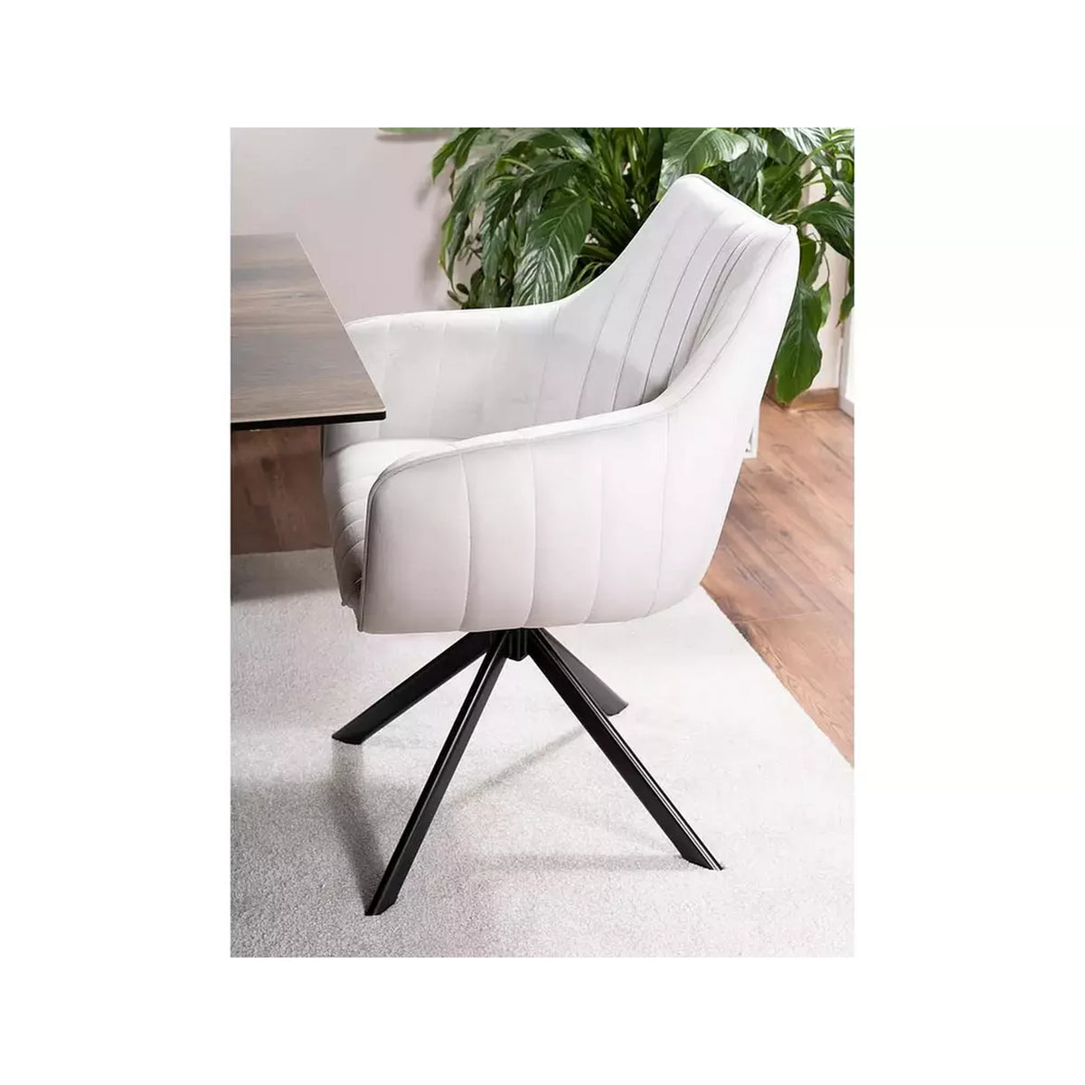 Scaun living rotativ AZALIA, gri deschis/negru, stofa catifelata/metal, 61x44x86 cm