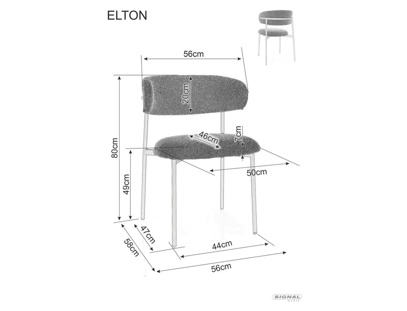 Scaun ELTON, bej deschis - Brego 22, stofa clasica/metal, 56x46x80 cm