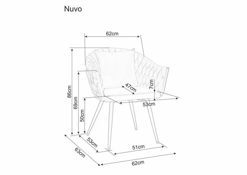 Scaun NUVO, bej deschis - Bluvel 30, stofa catifelata/metal, 62x47x86 cm