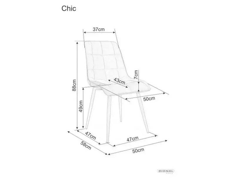 Scaun CHIC, bej - Brego 34, stofa clasica/metal, 50x43x88 cm