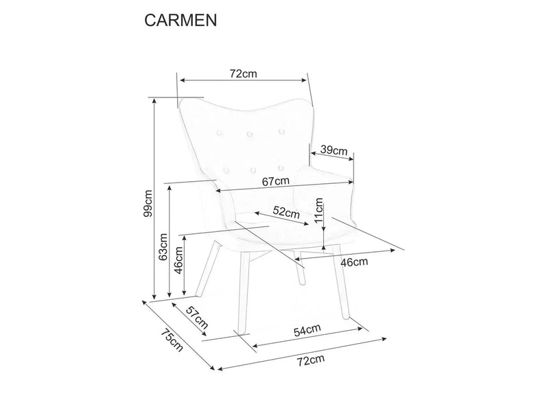 Fotoliu CARMEN, stofa clasica bej inchis - Raven 30, 72x75x99 cm