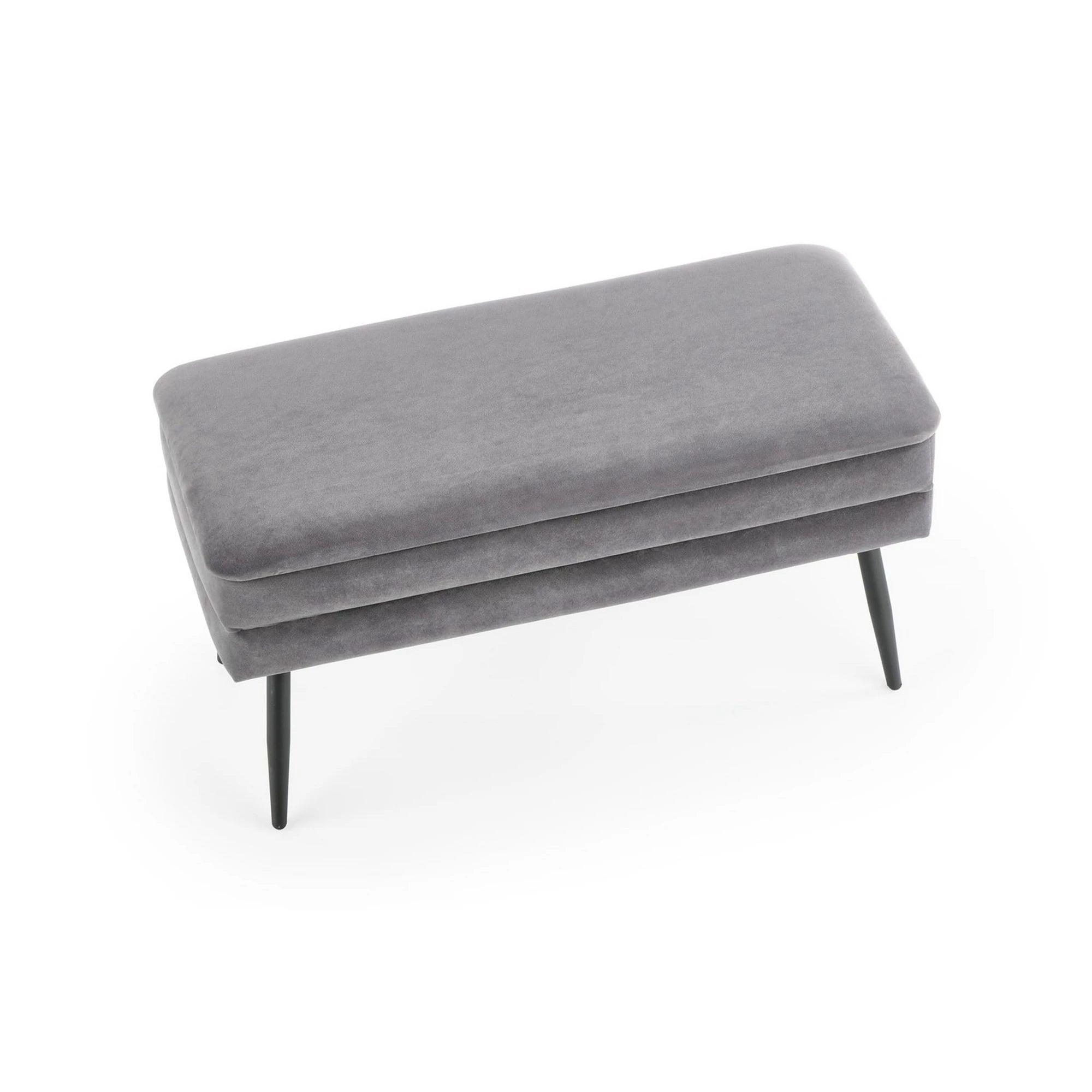 Bancheta VELVA, gri inchis/negru, stofa catifelata/metal, 78x35x40 cm