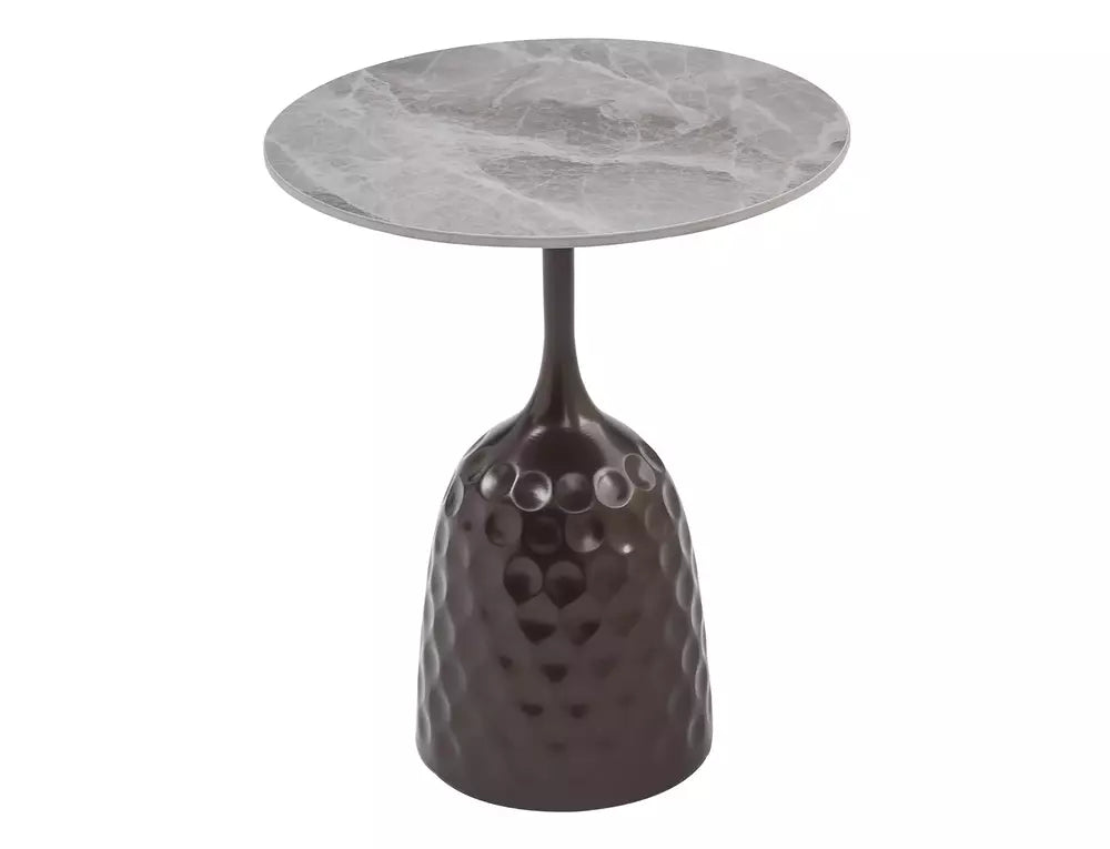 Masuta cafea MUTTI, gri cu imprimeu marmura/bronz antic, ceramica/metal, 50x60 cm