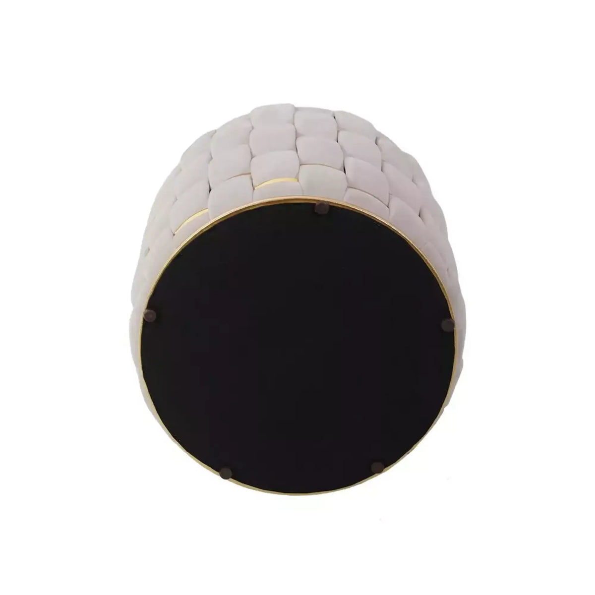 Taburet TIARA, bej deschis/auriu, stofa catifelata, 37x37x42 cm