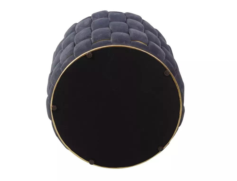 Taburet TIARA, gri/auriu, stofa catifelata, 37x37x42 cm