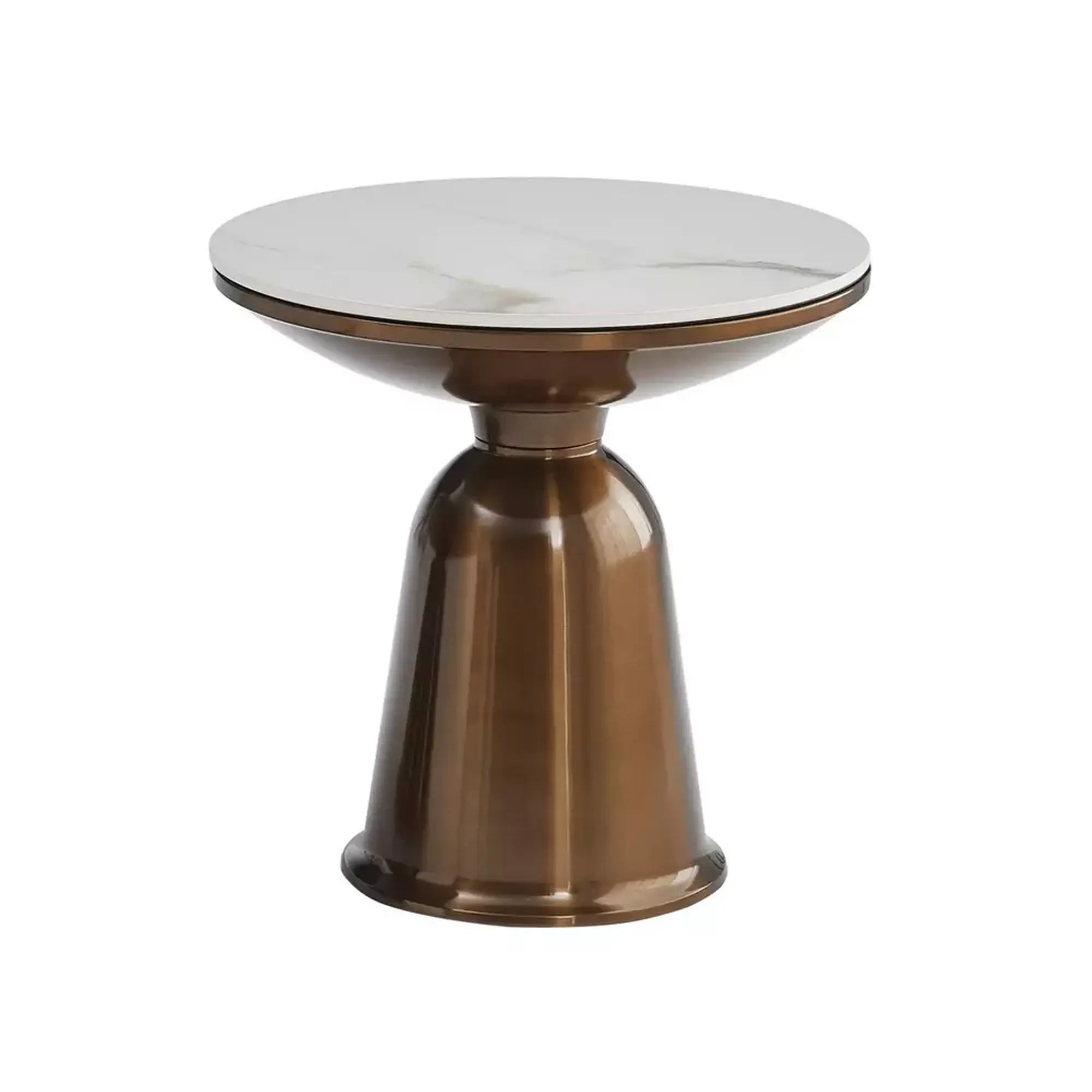 Set 2 masute cafea VERA, alb cu efect de marmura/cupru, ceramica/metal