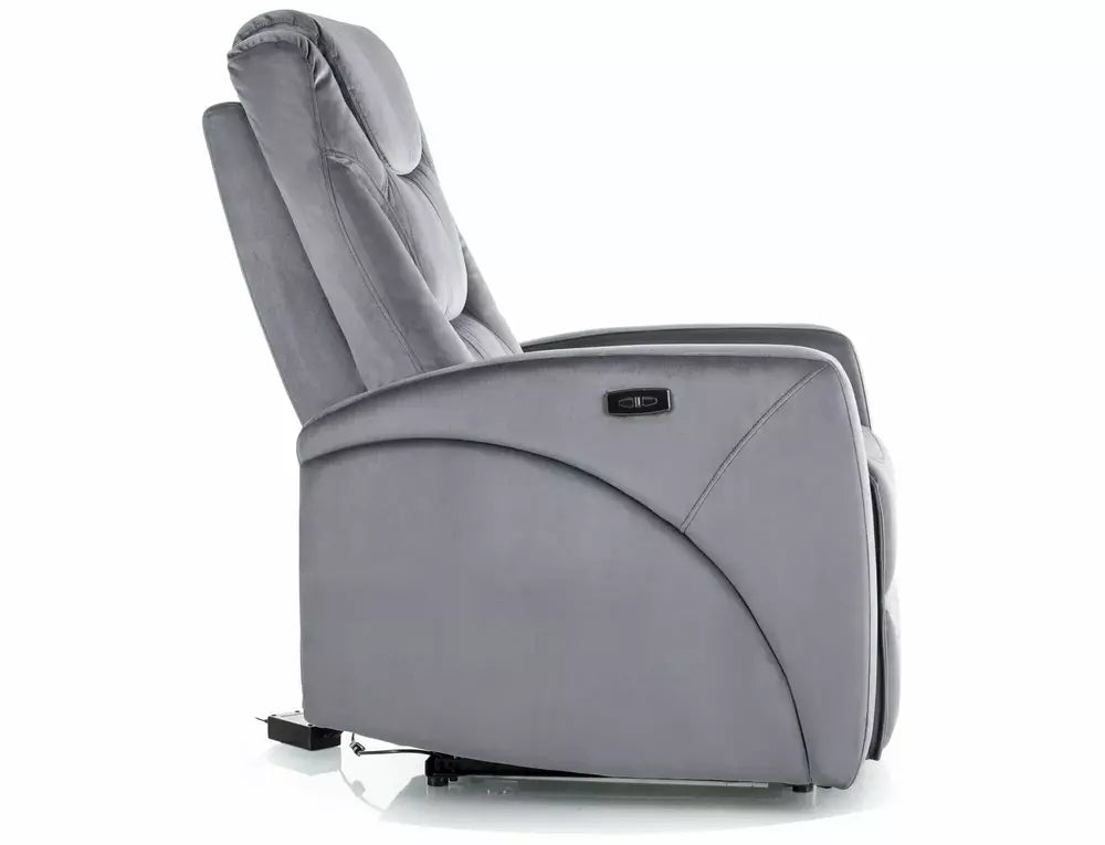 Fotoliu recliner KRONOS, stofa catifelata gri - Bluvel 14, 79x94/160x107 cm
