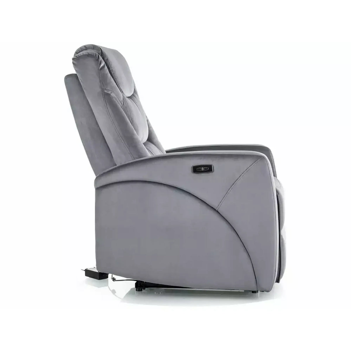 Fotoliu recliner KRONOS, stofa catifelata gri - Bluvel 14, 79x94/160x107 cm