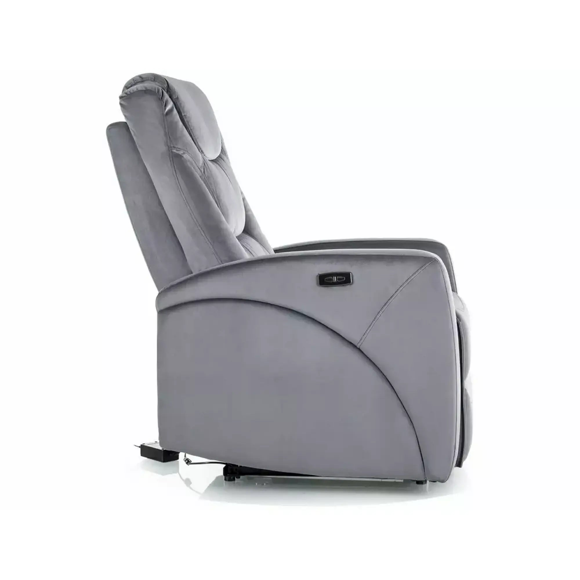 Fotoliu recliner KRONOS, stofa catifelata gri - Bluvel 14, 79x94/160x107 cm