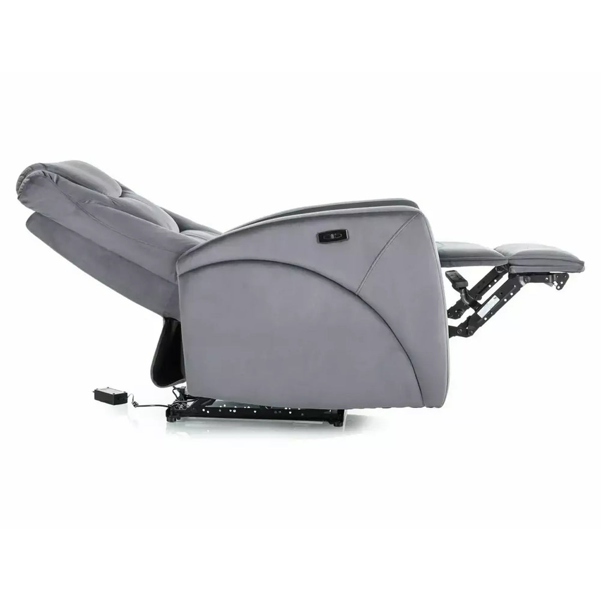Fotoliu recliner KRONOS, stofa catifelata gri - Bluvel 14, 79x94/160x107 cm