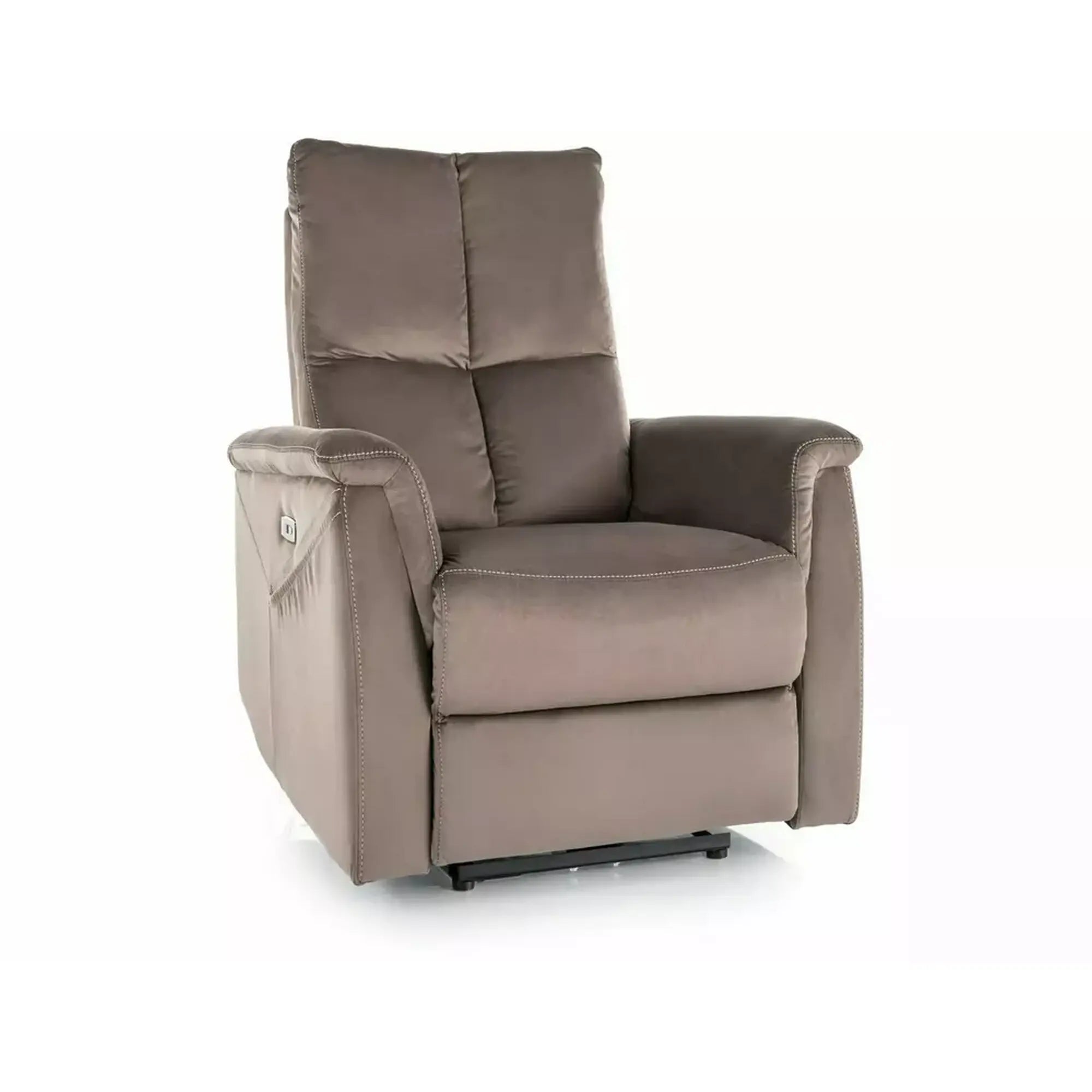 Fotoliu recliner cu functie de masaj NEPTUN M, stofa catifelata cappuccino - Bluvel 38, 76x94/160x96 cm