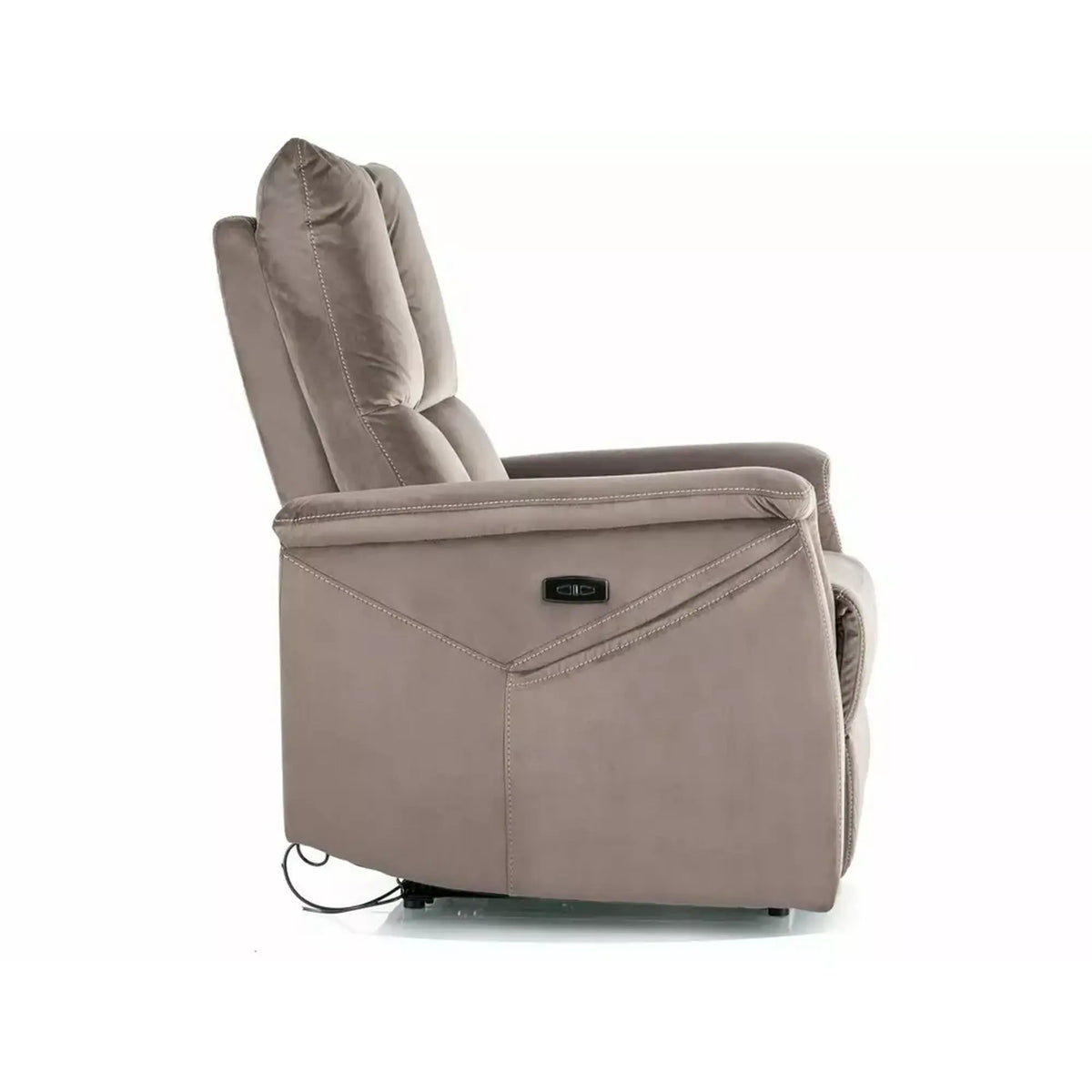 Fotoliu recliner cu functie de masaj NEPTUN M, stofa catifelata cappuccino - Bluvel 38, 76x94/160x96 cm