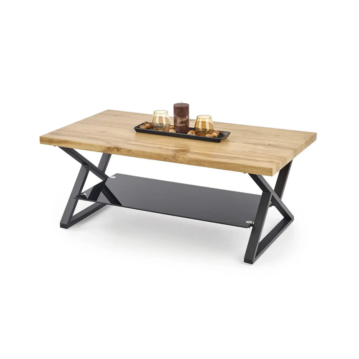 Masuta cafea XENA, negru/stejar natural, 110x60x45 cm