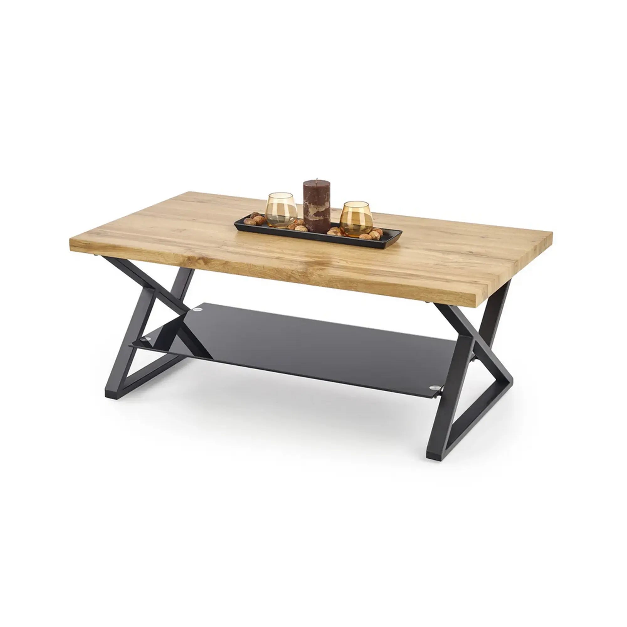 Masuta cafea XENA, negru/stejar natural, 110x60x45 cm