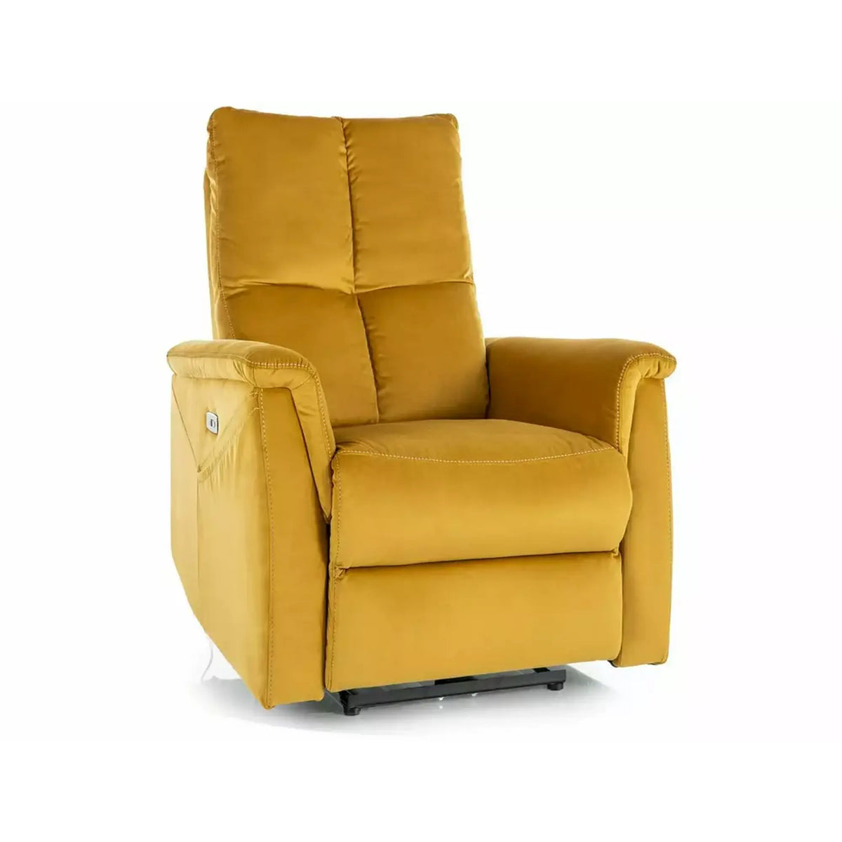 Fotoliu recliner NEPTUN, galben/negru, stofa catifelata/metal, 76x94/160x96 cm