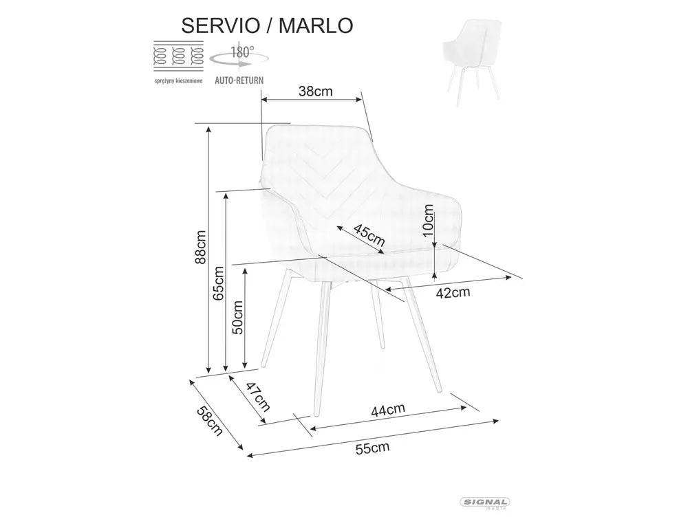 Scaun SERVIO, bej - Brego 34, stofa clasica/metal, 55x45x88 cm