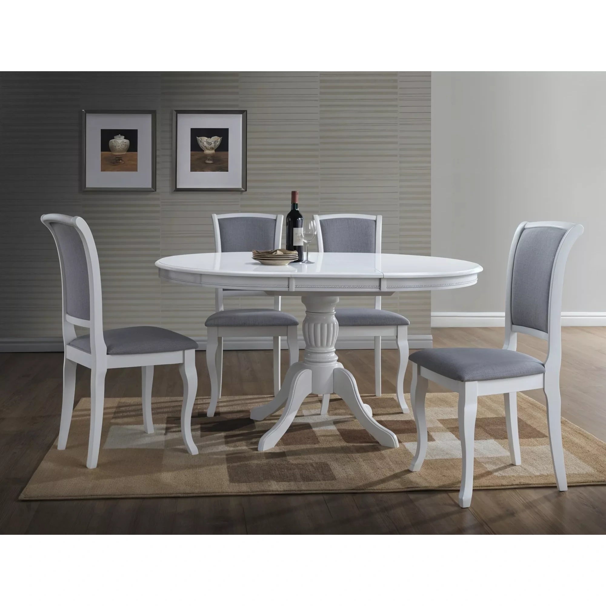 Masa vintage alba OLIVIA, 106/141X106X76 cm