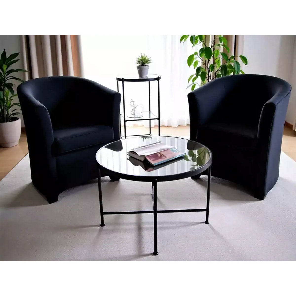 Fotoliu TM-1, negru, stofa catifelata, 67x60x76 cm