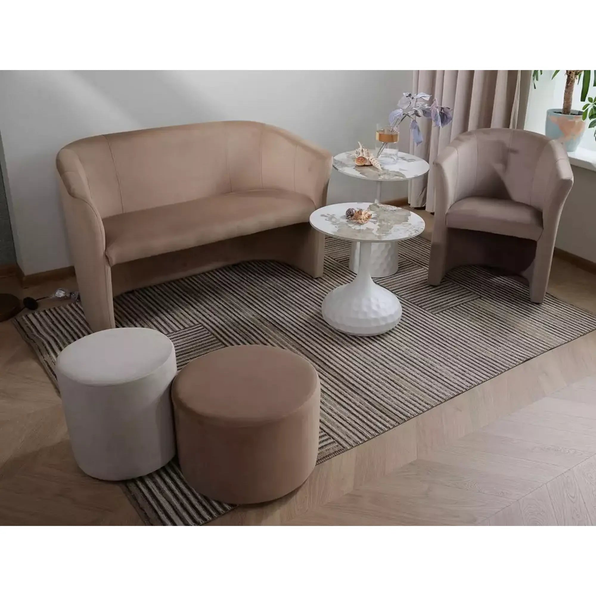 Canapea TM-2, stofa catifelata bej inchis - Bluvel 40, 126x60x76 cm