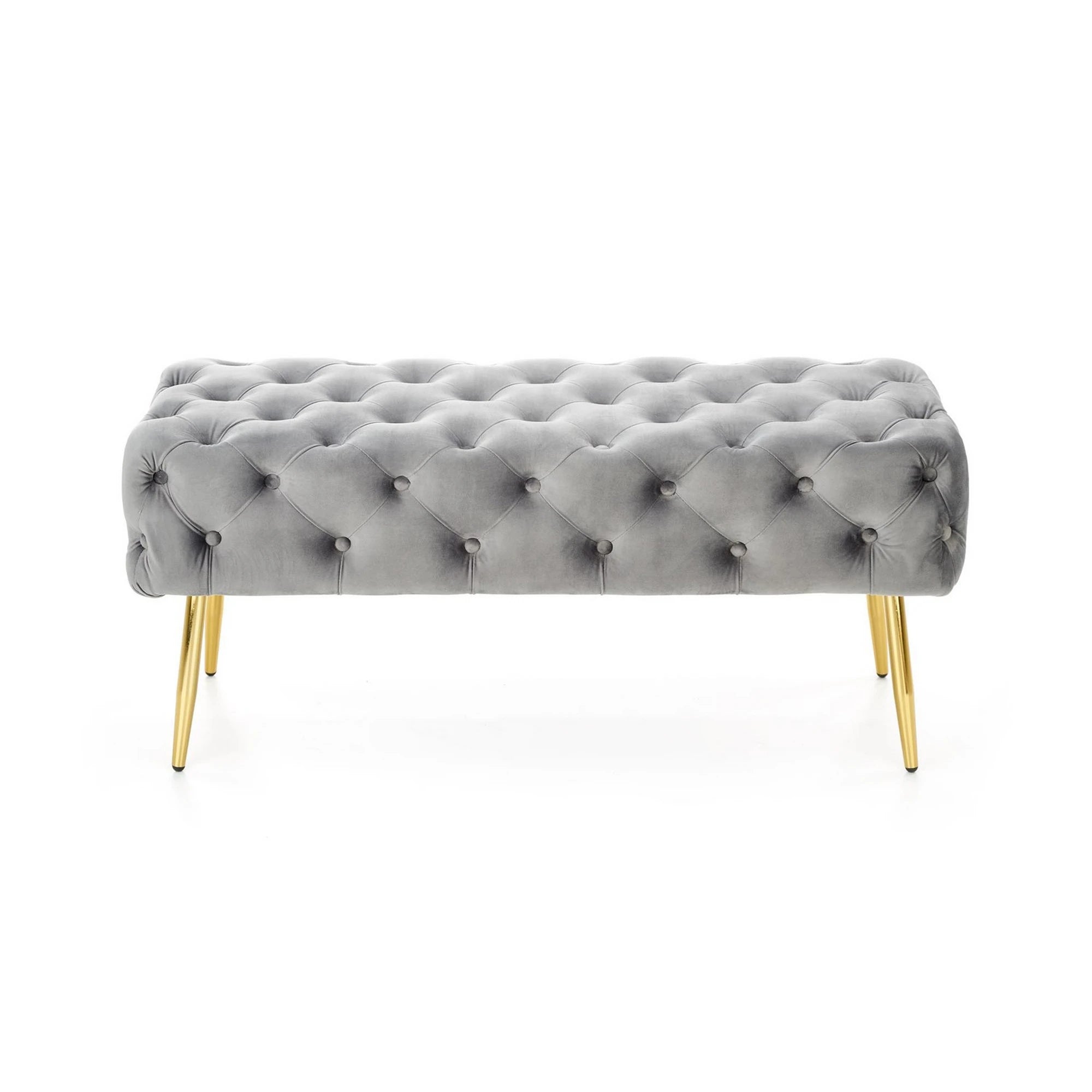 Bancheta ATHENA, stofa catifelata gri, 100x45x40 cm