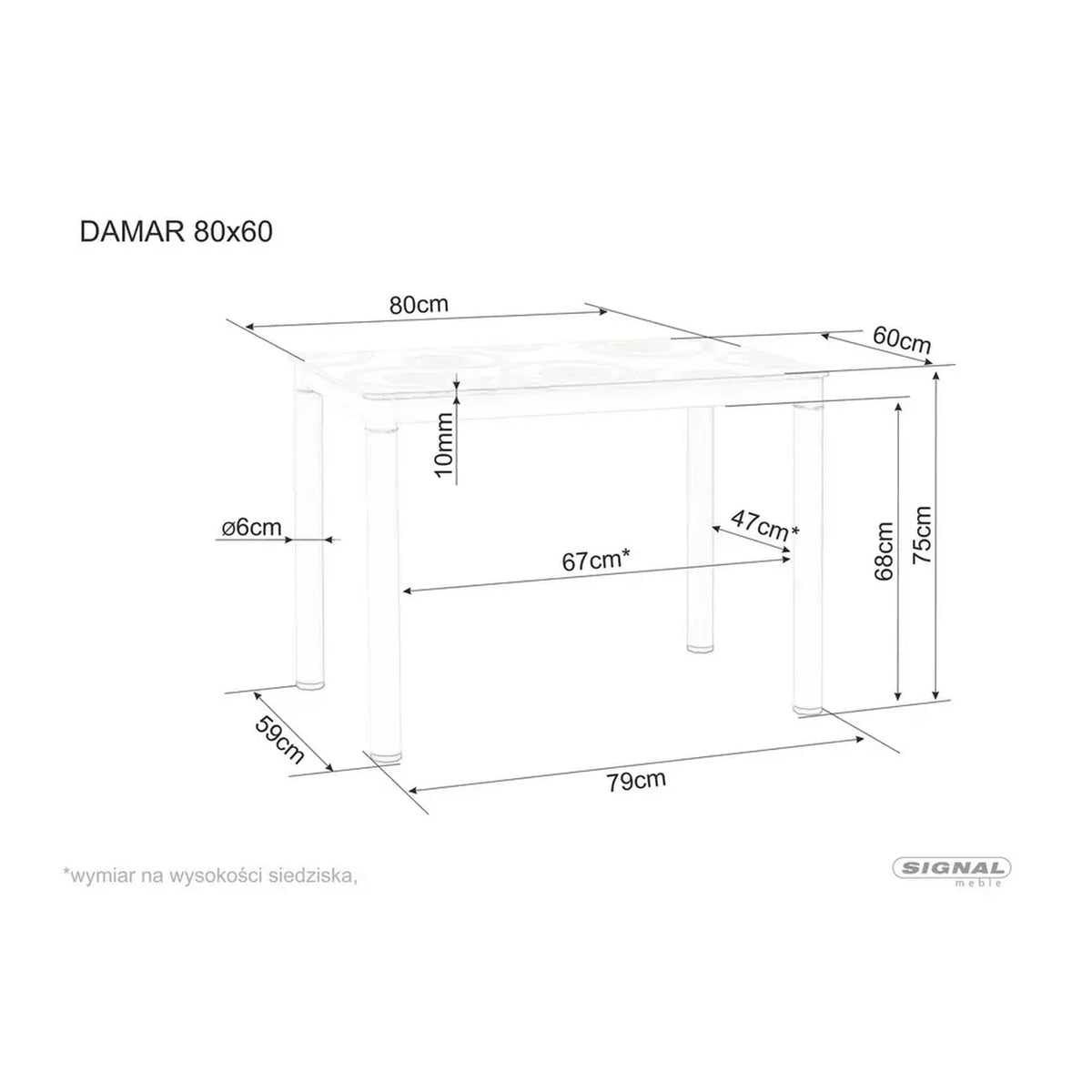 Masa DAMAR, stejar artisan/negru, 80x60x75 cm