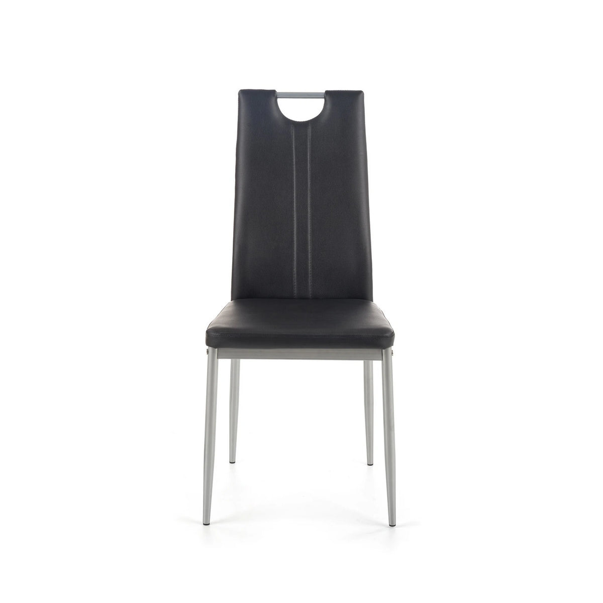 Scaune dining K202, negru/crom, piele ecologica/metal, 44X54X97 CM