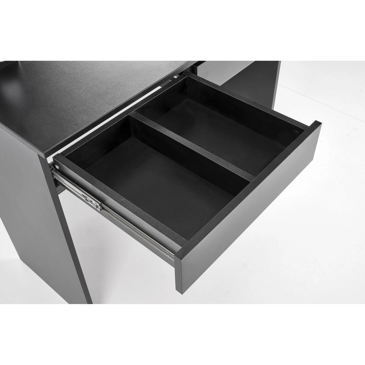 Masa de toaleta HOLLYWOOD, negru, PAL furniruit, cu oglinda si iluminare LED, 94x43x140 cm