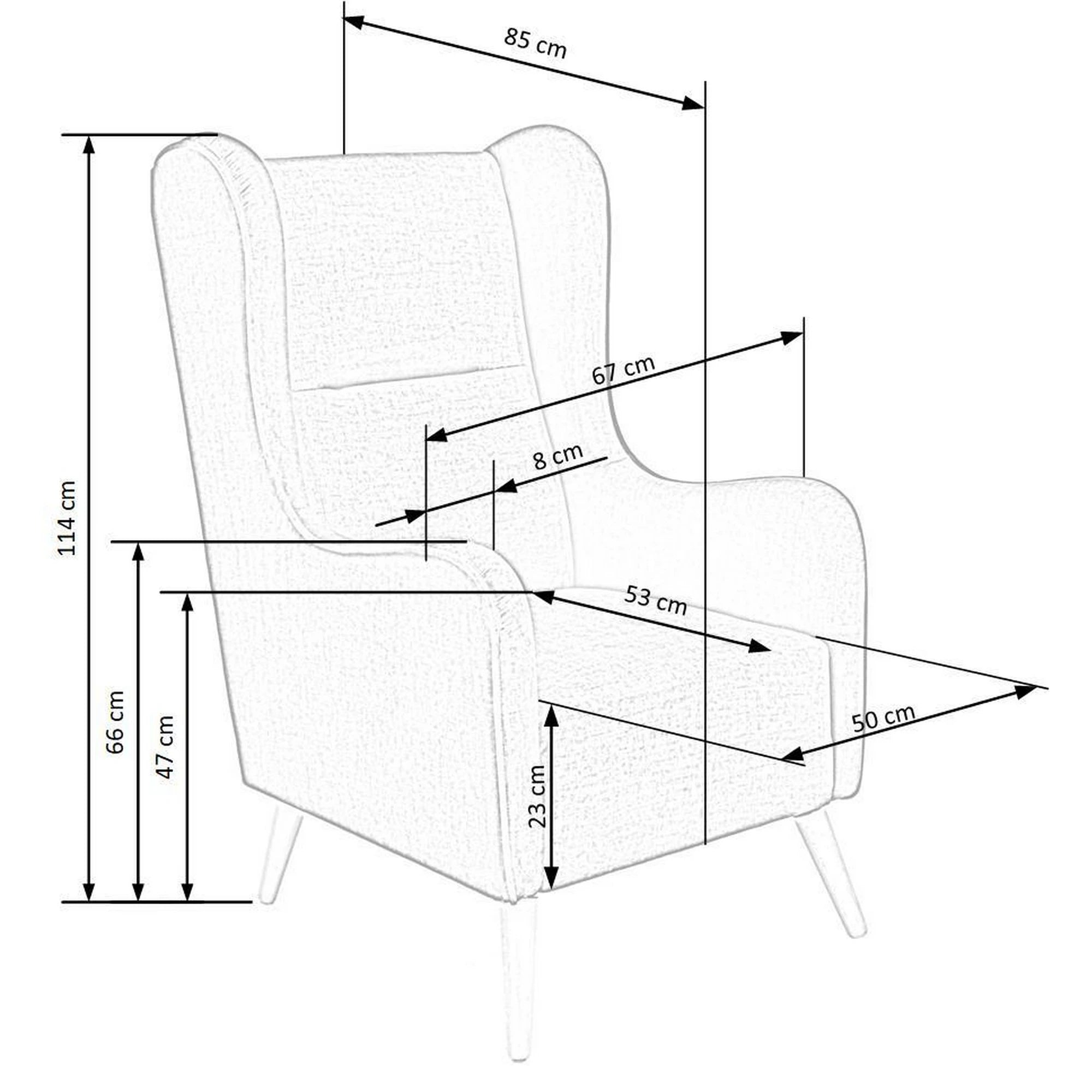 Fotoliu CHESTER, gri antracit/stejar, stofa catifelata/lemn, 67x85x114 cm