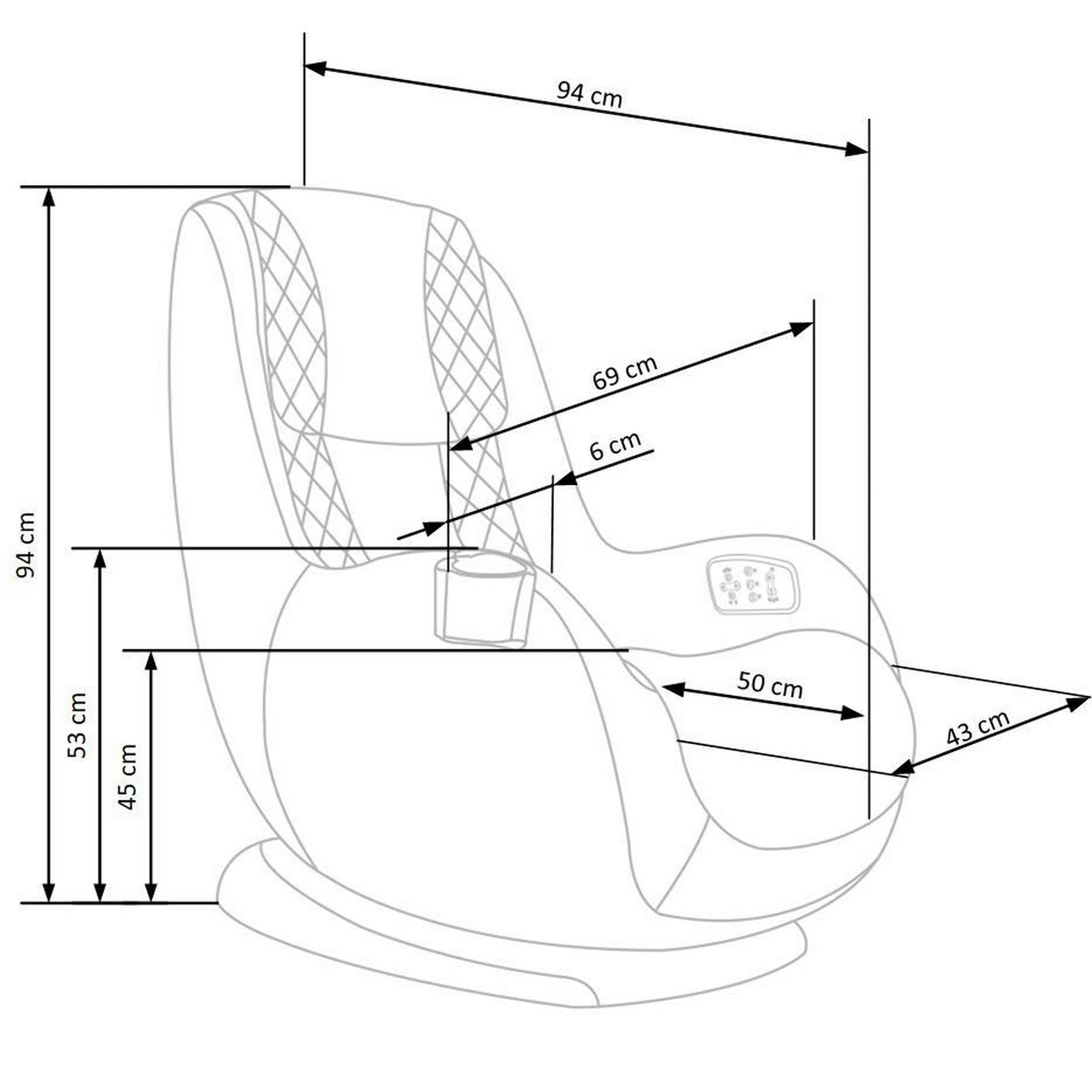 Fotoliu cu functie de masaj DOPIO, gri/negru, piele ecologica, 69x70x94 cm