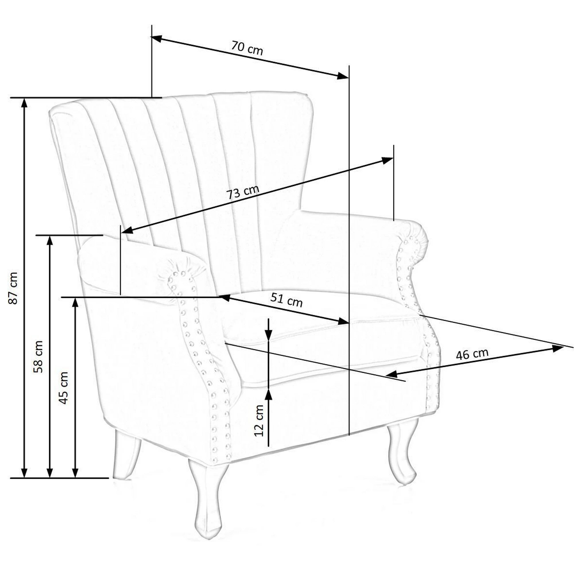 Fotoliu TITAN, albastru/negru, stofa catifelata/lemn, 73x70x87 cm