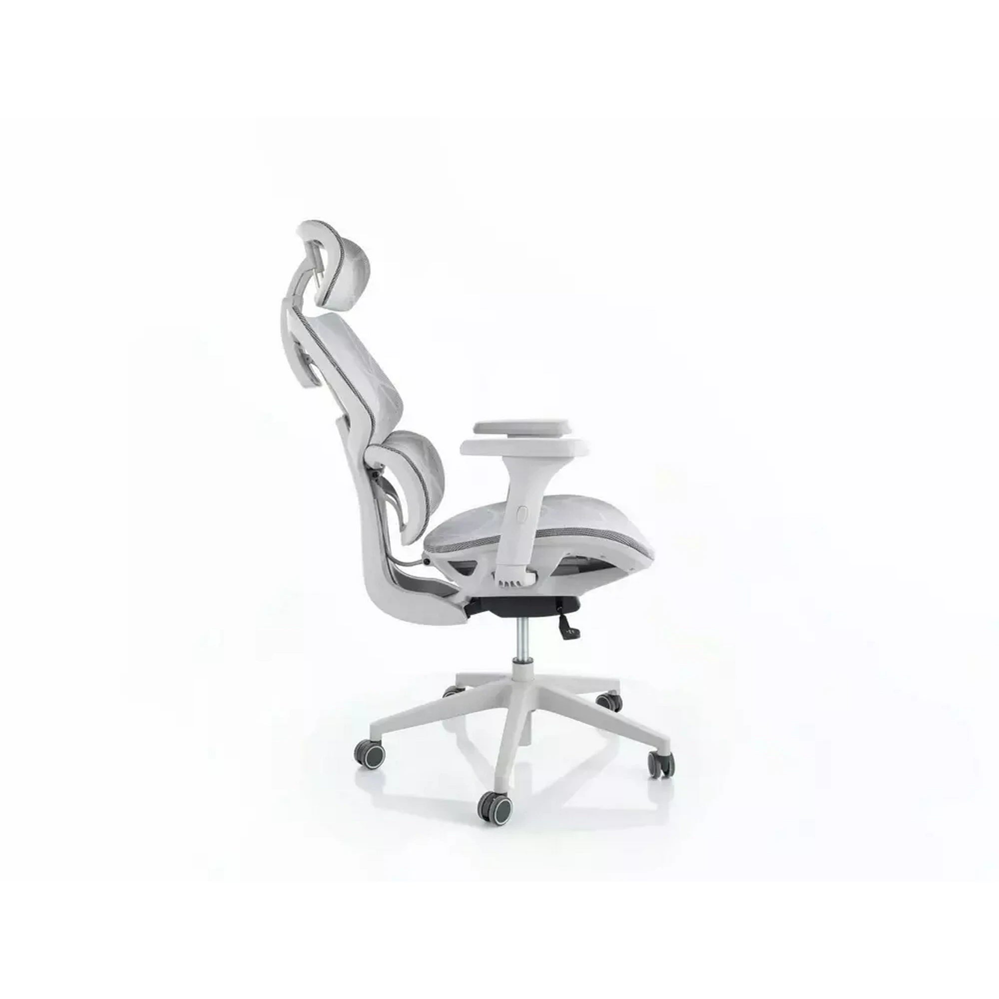 Scaun birou DEVON, gri/alb, plasa/metal, 68x50x119/129 cm