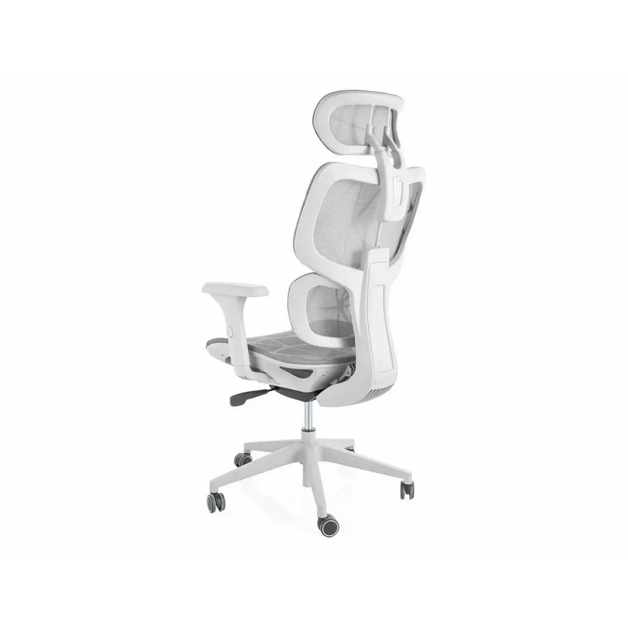 Scaun birou DEVON, gri/alb, plasa/metal, 68x50x119/129 cm