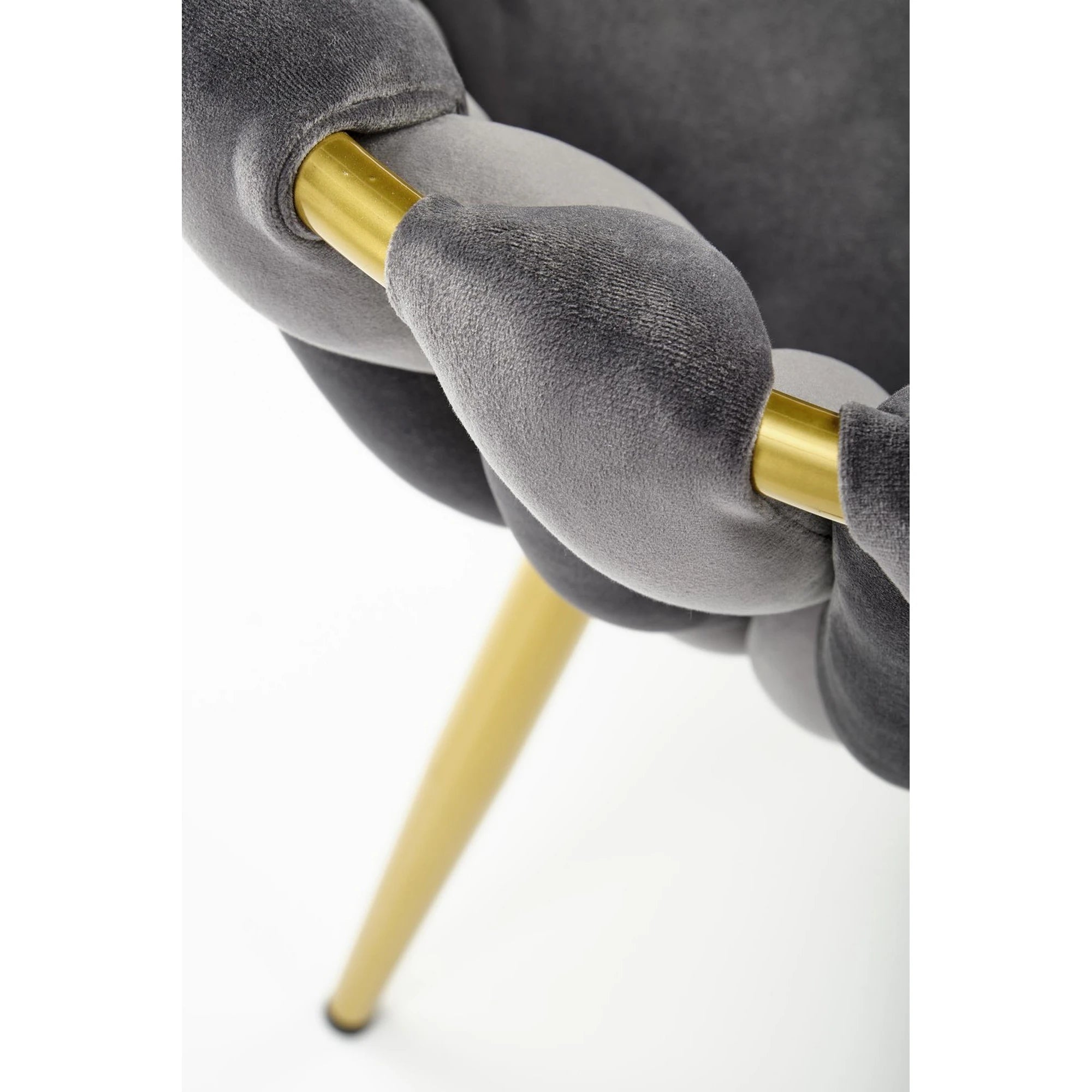 Scaun K517, gri/auriu, stofa catifelata/metal, 57x60x79 cm