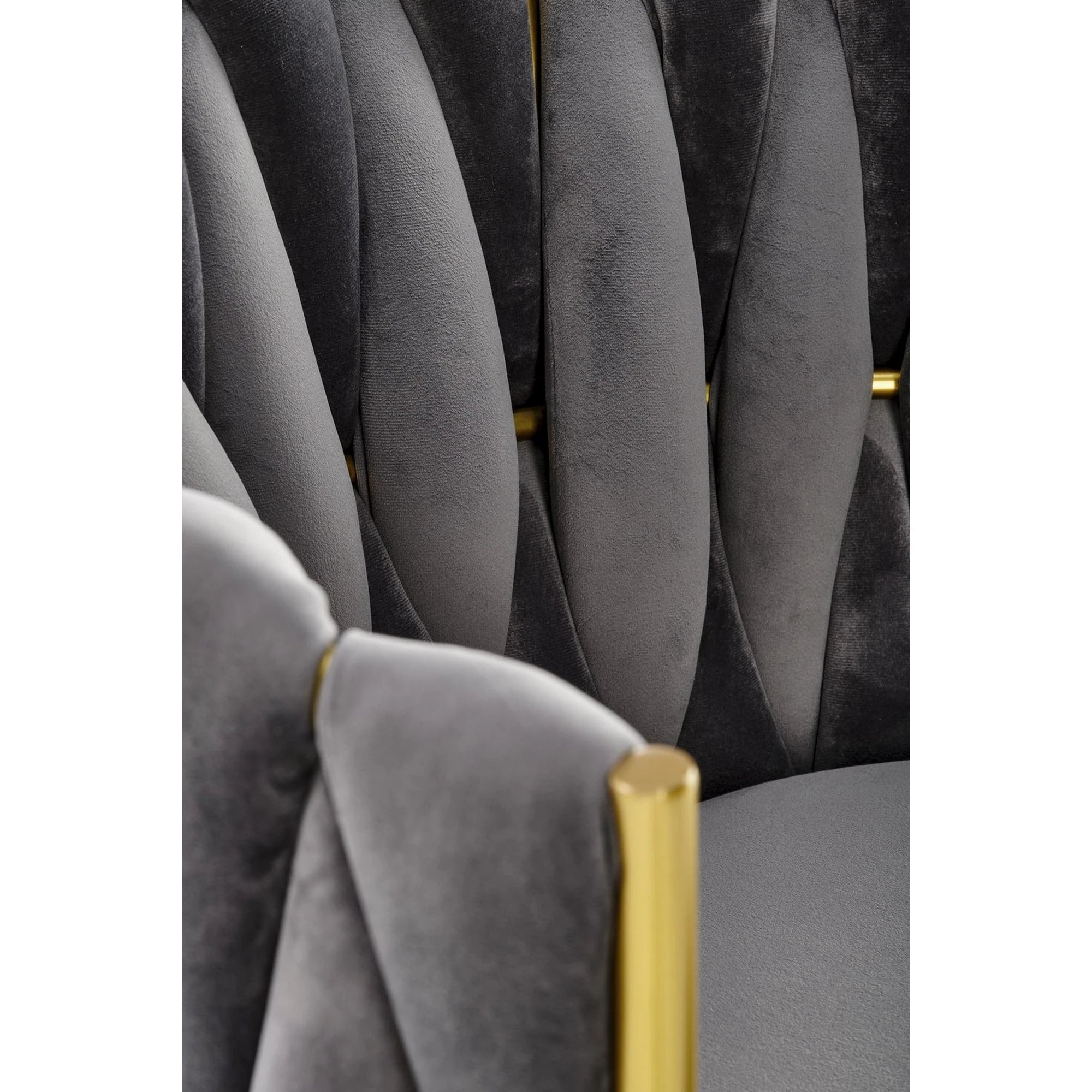 Scaun K517, gri/auriu, stofa catifelata/metal, 57x60x79 cm