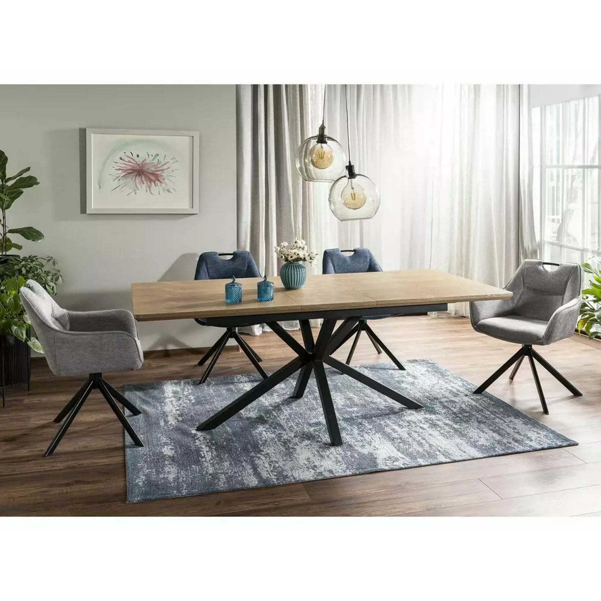 Masa extensibila LOGAN, stejar/negru, 160/200x90x76 cm