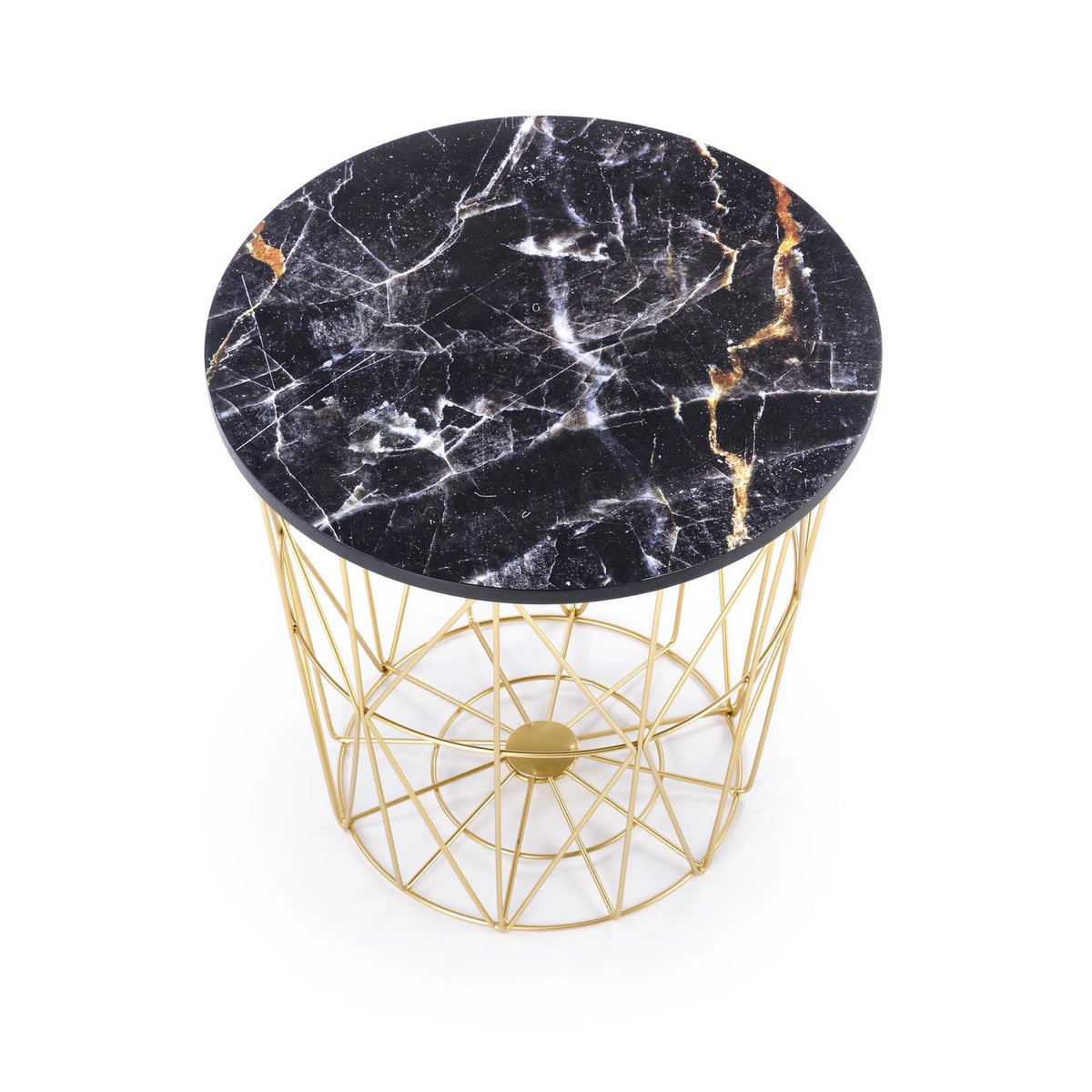 Masuta cafea HARISSA G, negru cu efect de marmura/auriu, 42x42x41 cm