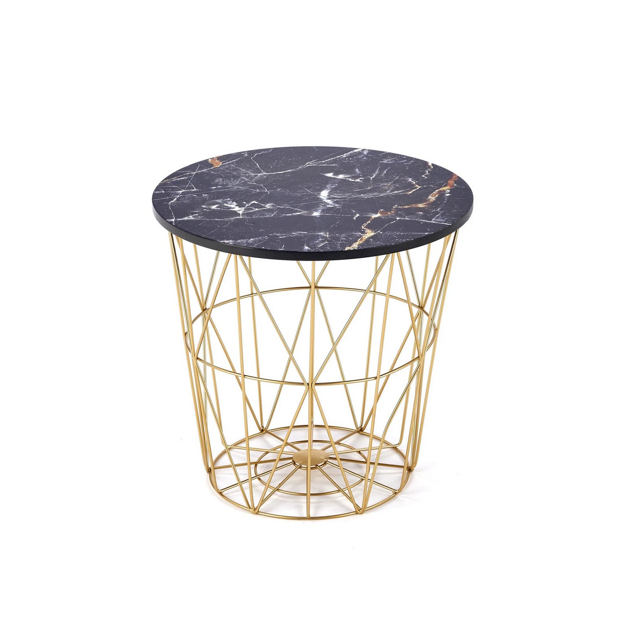 Masuta cafea HARISSA G, negru cu efect de marmura/auriu, 42x42x41 cm