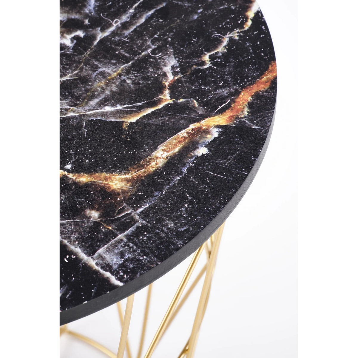 Masuta cafea HARISSA G, negru cu efect de marmura/auriu, 42x42x41 cm
