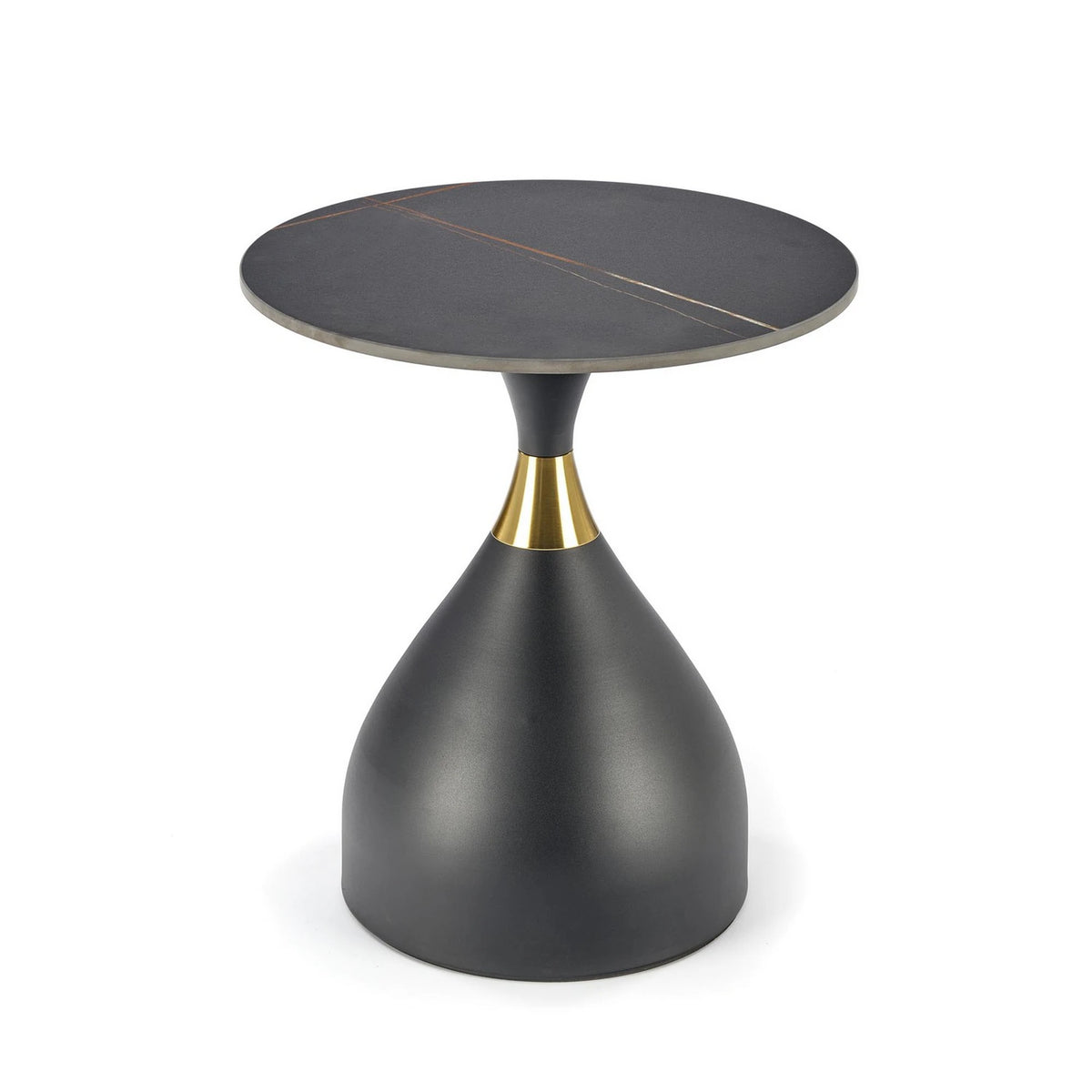 Masuta de cafea metal/ceramica SCALITA, negru cu efect de marmura/auriu, 50x50x57 cm