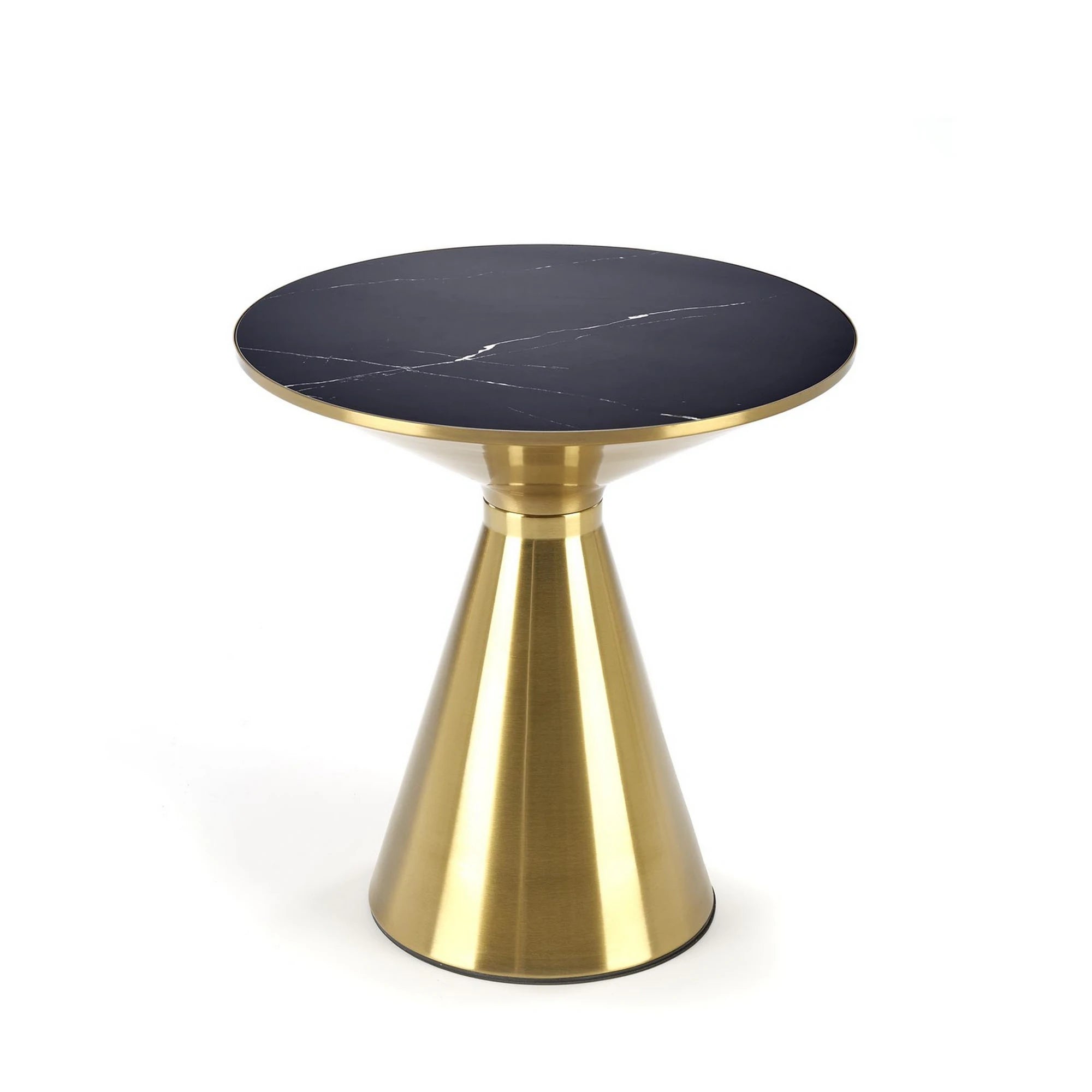 Masuta cafea TRIBECA, negru/auriu, ceramica/otel, 50x50x52 cm