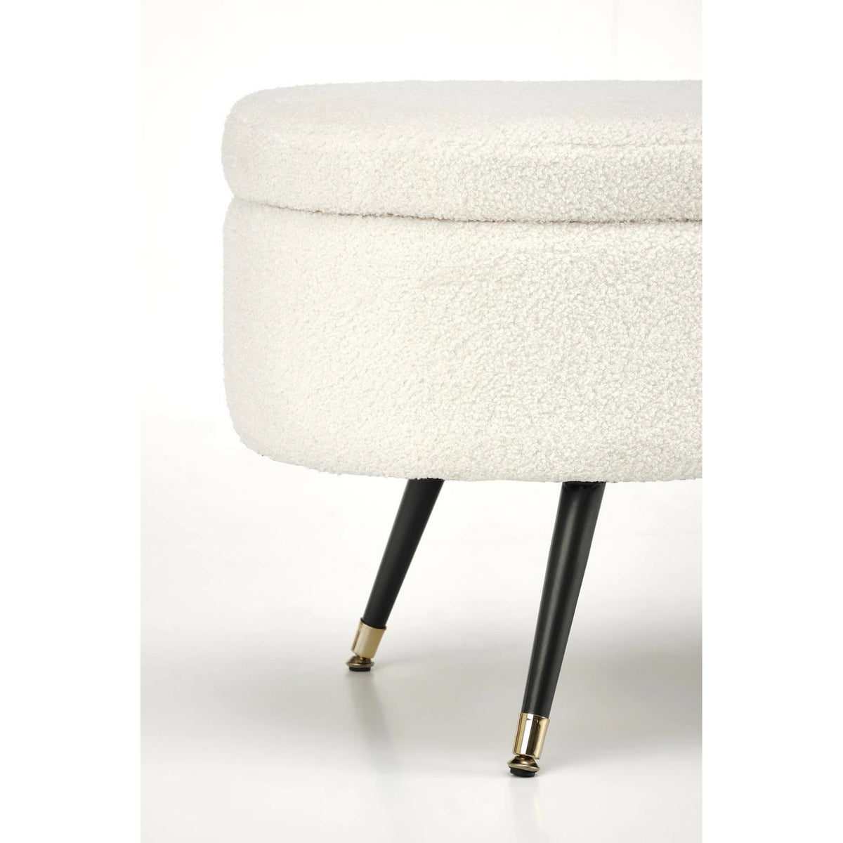 Bancheta AVEIRO, stofa buclata crem, 120x46x40 cm