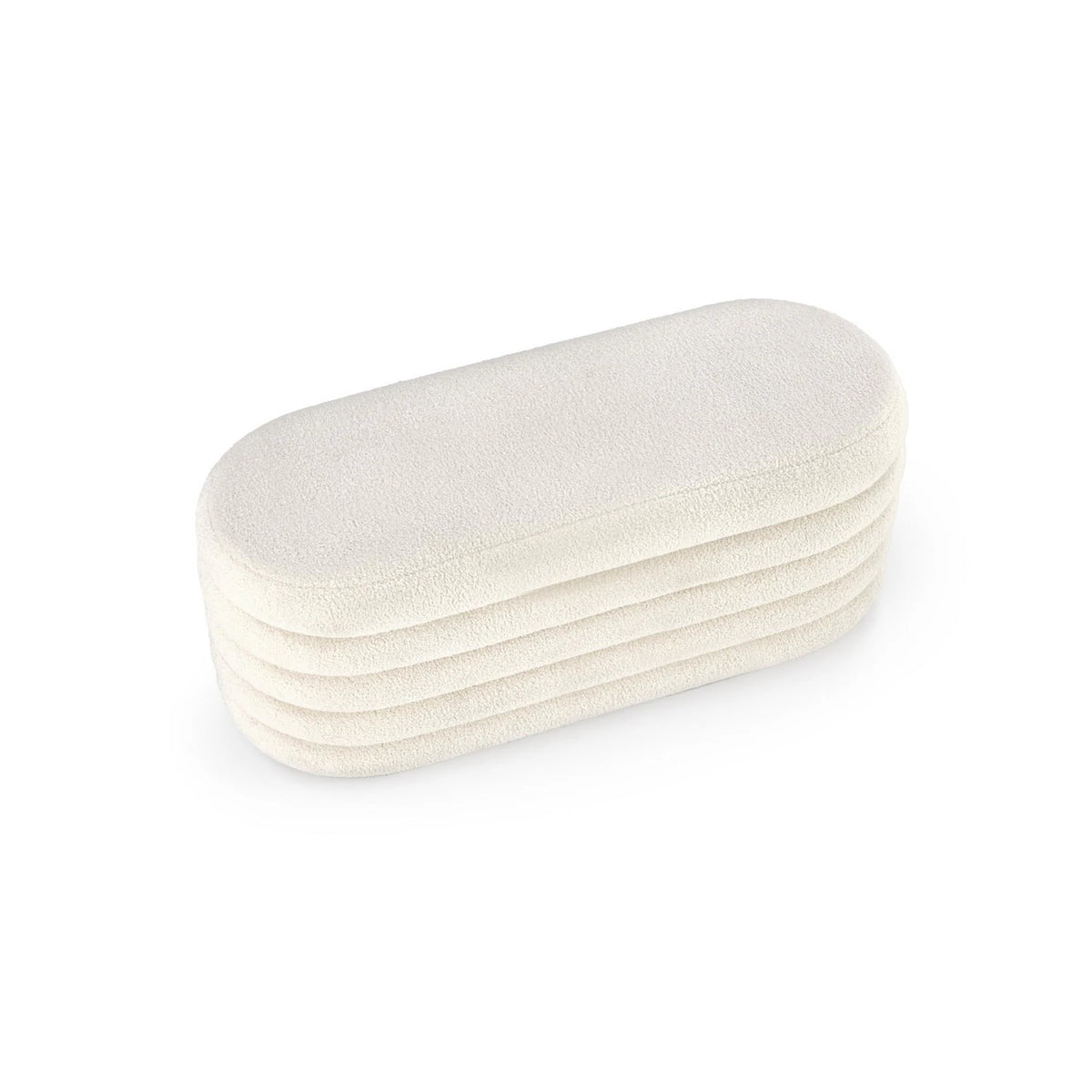 Bancheta tapitata hol BLISS, stofa buclata crem, 105x42x42 cm